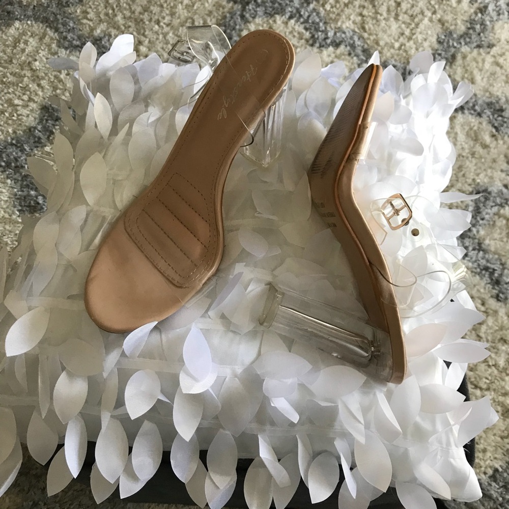Nude clear transparent heels
